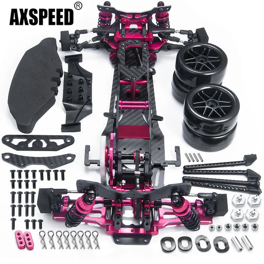 AXSPEED Metal & Carbon Fiber & Plastic Frame Kit Wheel Rims Shock Absorbers for Sakura D5 MR 1/10 RC Drift Car Truck Model Parts