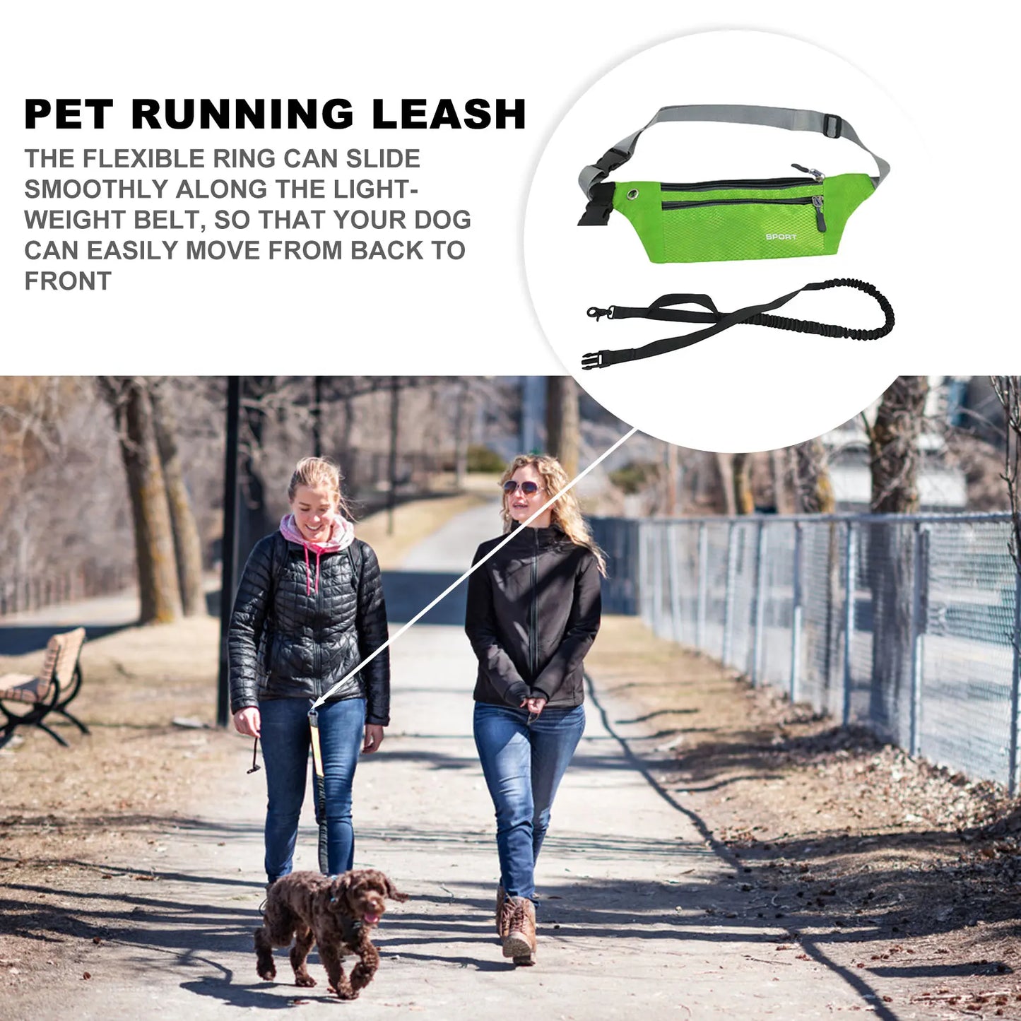 Hands Free Dog Leash Retractable Dog Leash With Smartphone Pouch Dual Handle Bungee Waist Leash For Up To 150 Lbs Large Dogs