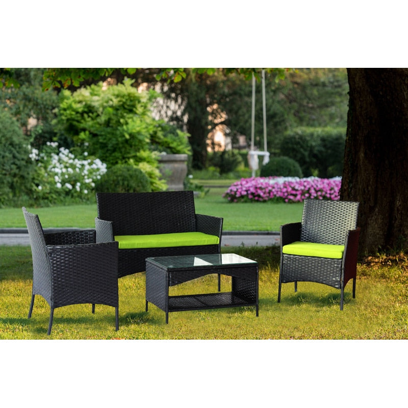 4 PCS/ 8 PCS  Garden Patio Furniture Patio outdoor rattan furniture （ loveseat + armchair+coffie table for garden - DJVWellnessandPets