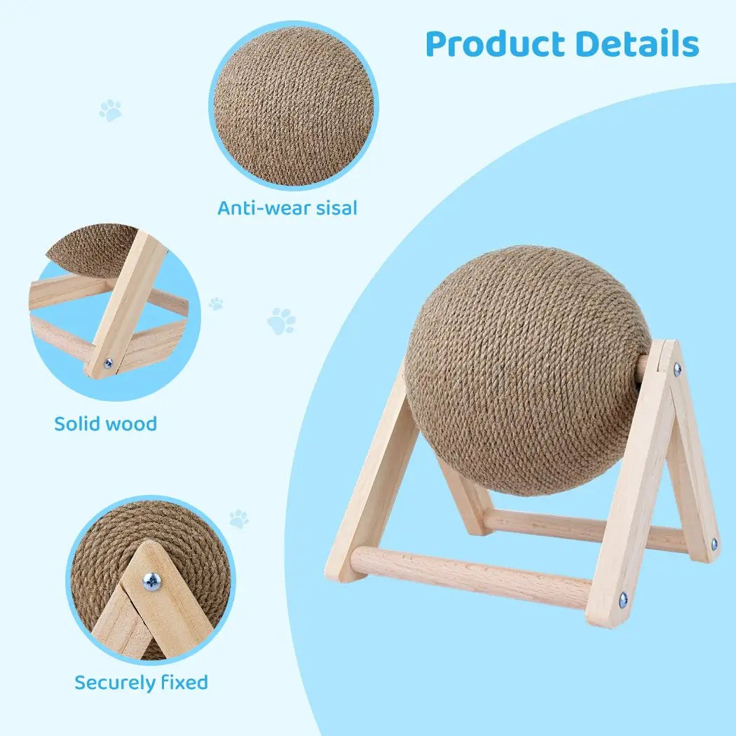 Cat Scratching Ball Toy Kitten Sisal Rope Ball Board Grinding Paws Toys Cats Scratcher Wear-Resistant Wood Scratcher Pet Toy