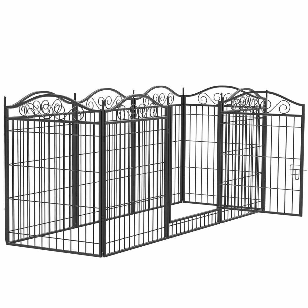 Dog Playpen 8 Panels Heavy Duty Metal Dog Fence Outdoor Extra Large Foldable Pet Crate Kennel with Door - DJVWellnessandPets