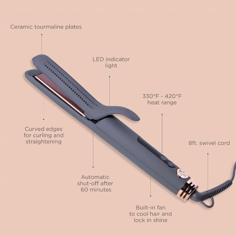 DUTRIEUX 2-in-1 Ceramic Tourmaline Flat Iron Hair Straightener & Curling Iron Styling Tool，hot comb，hair styling appliances