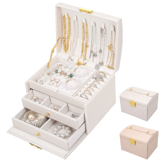 Jewelry Box 3 Layers Organizer with 2 Drawers