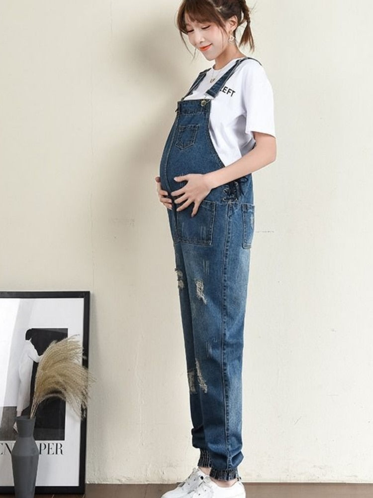 Wide Leg Loose Denim Maternity Bib Jeans Jumpsuits Clothes for Pregnant Women pregnancy photoshoot Overalls Pants Spring Casual