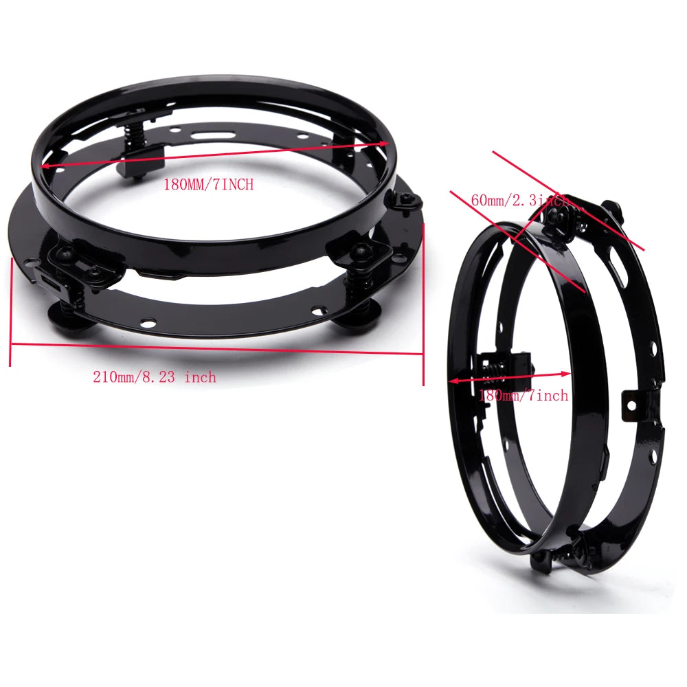 Black/Chrome Mounting Bracket Trim Ring for 7 Inch Round LED Headlight Headlamp Car Motorcycle Accessories