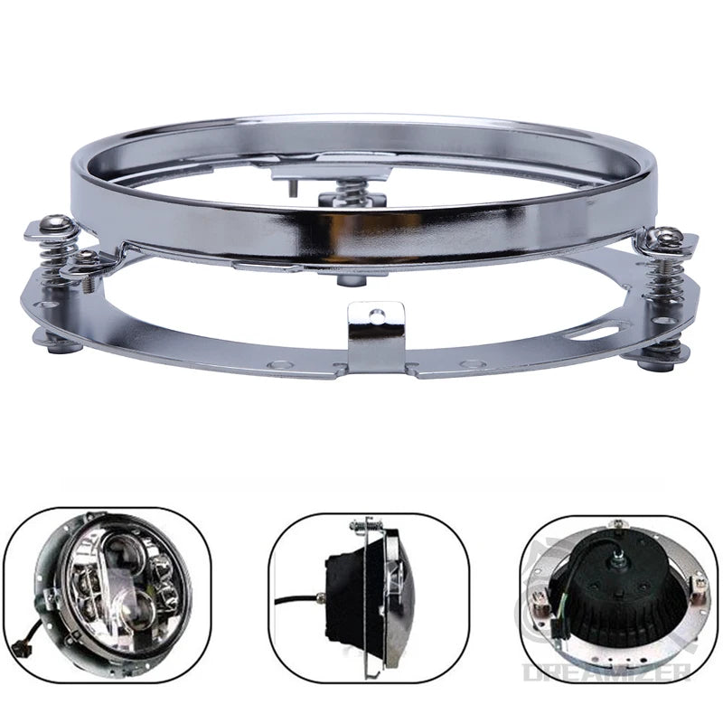 Chrome Black Mounting Bracket Trim Ring For 7 Inch Round LED Headlight Headlamp Car Motorcycle Accessories