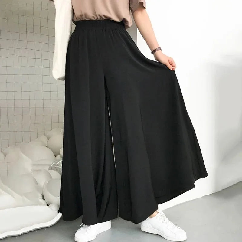 Spring And Summer Women's Plus Size Wide Leg Pants Cotton Linen