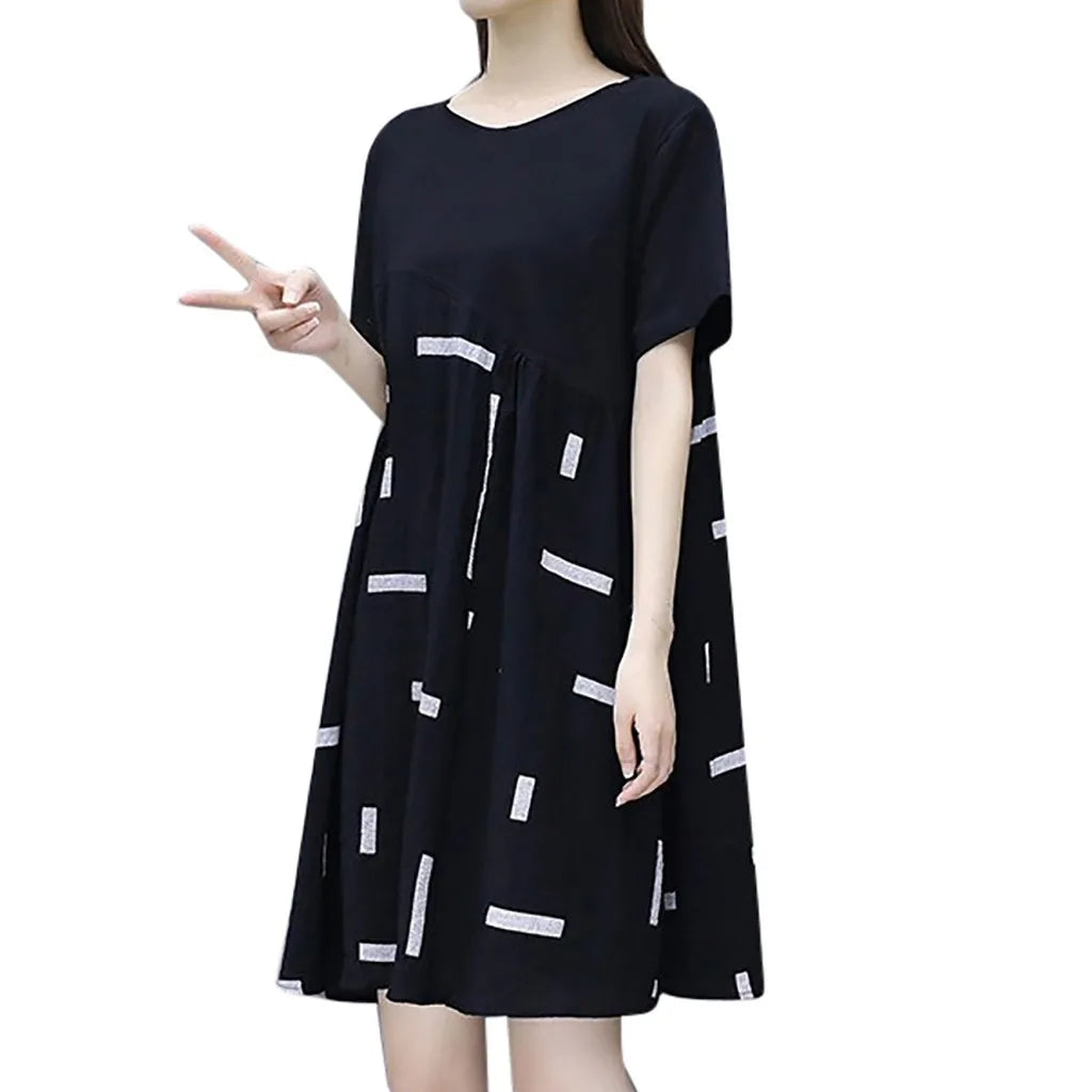 Casual Splicing  Dresses Plus Size Clothing