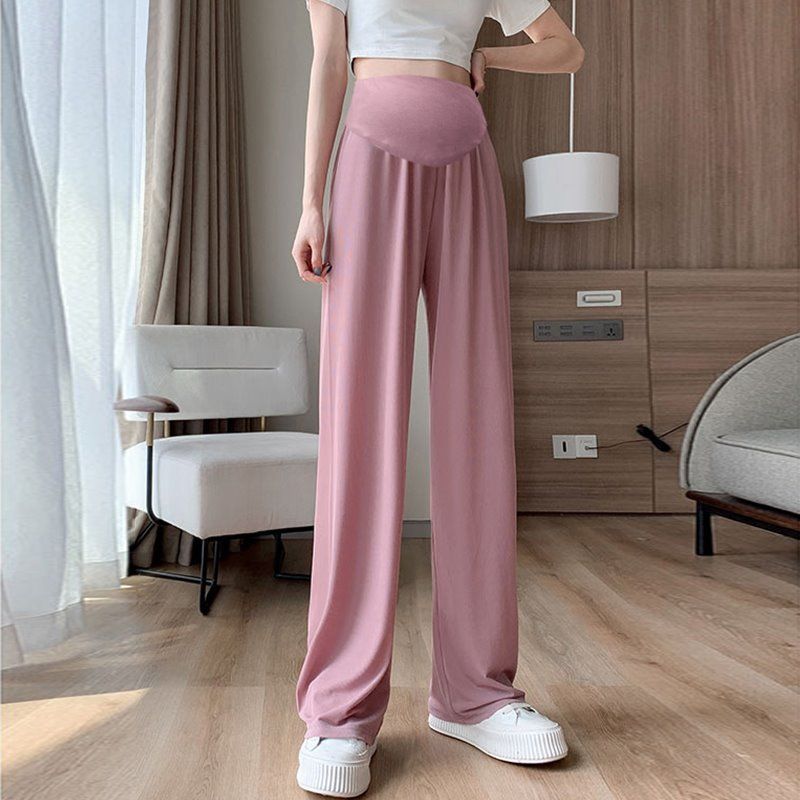 Pregnant Women's Trousers, Cool and Thin In Summer, Fashionable and New Loose Ice Silk Casual Pants, Wide Leg Pants