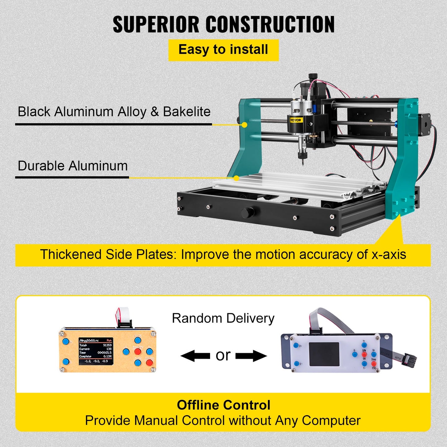 VEVOR CNC 3018 Pro Mini Laser Engraving Machine 3 Axis w/ Offline Controller GRBL Control DIY Wood PCB Milling Cutting Engraver