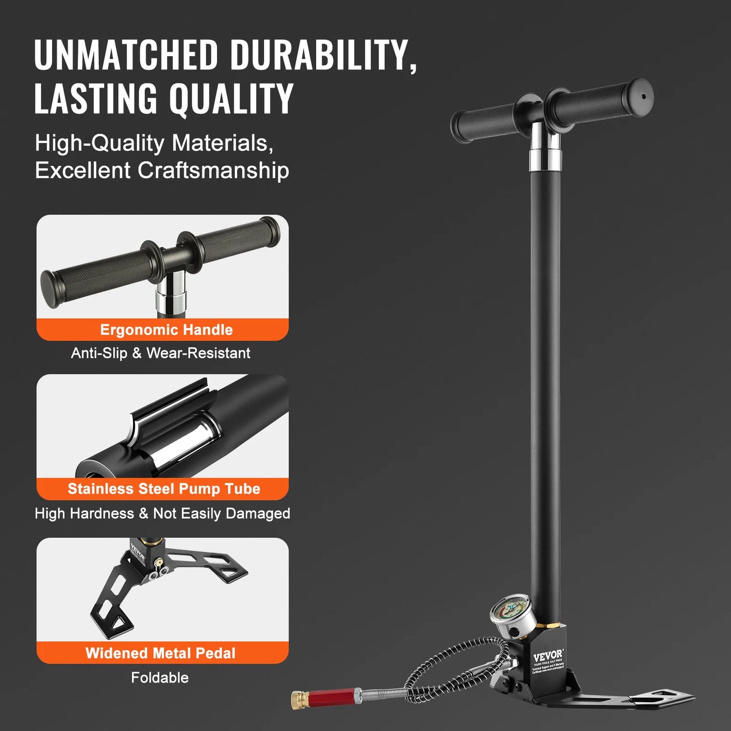 VEVOR PCP Hand Pump 4 Stage 30Mpa 4500PSI High