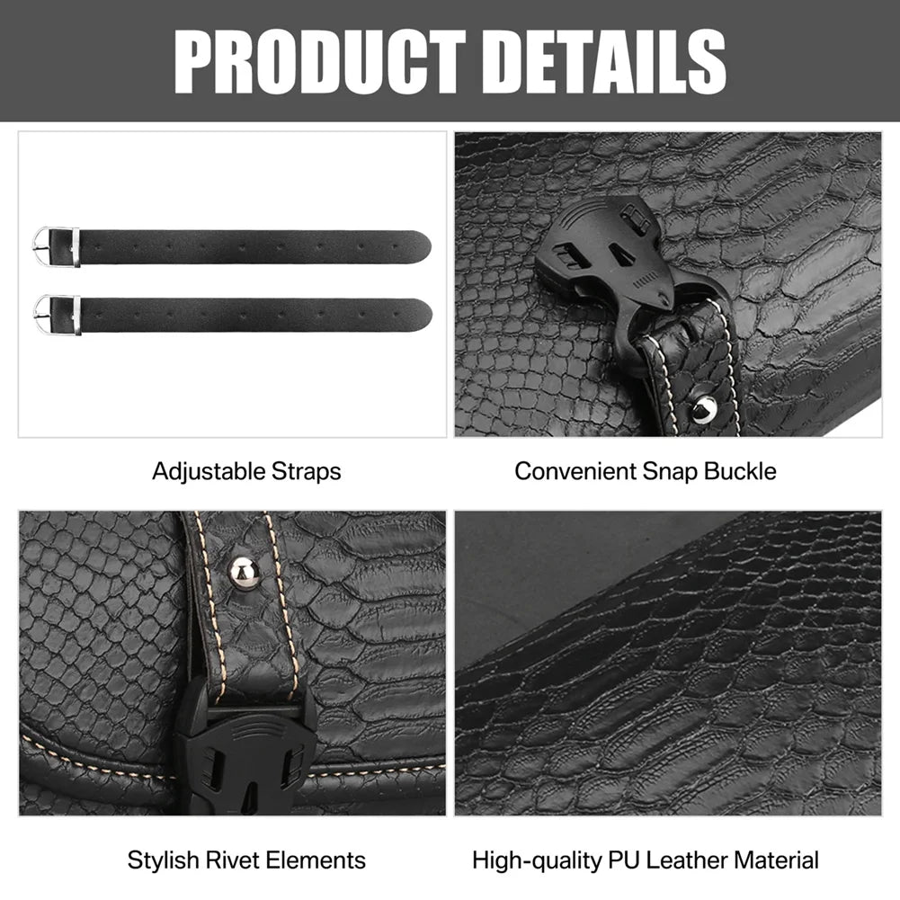 Crocodile Pattern Motorcycle Saddlebag Leather Luggage PU Bags Front Fork Tool Bag For Harley Sportster Chopper Bobber Cruiser