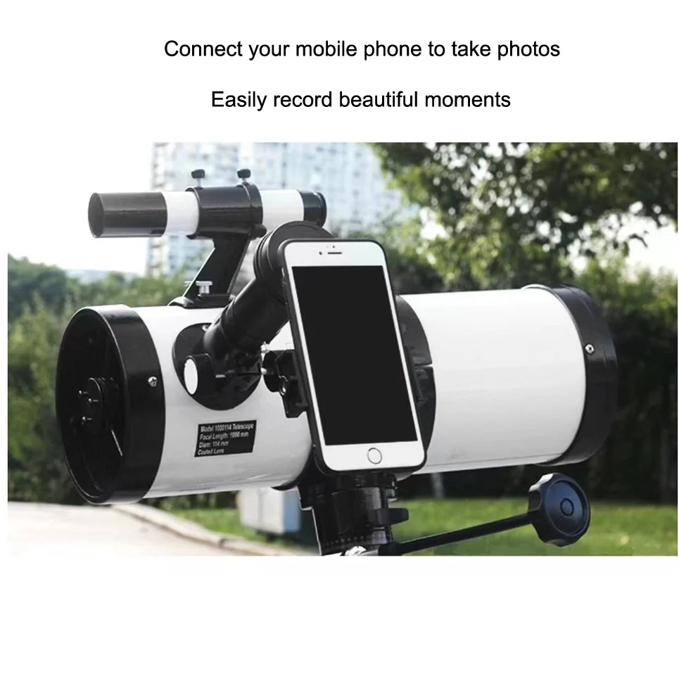 Skyoptikst 1000x 114 mm Reflector Astronomical Telescope White High Power Equatorial Mount Space Star Planet Moon Saturn Jupiter