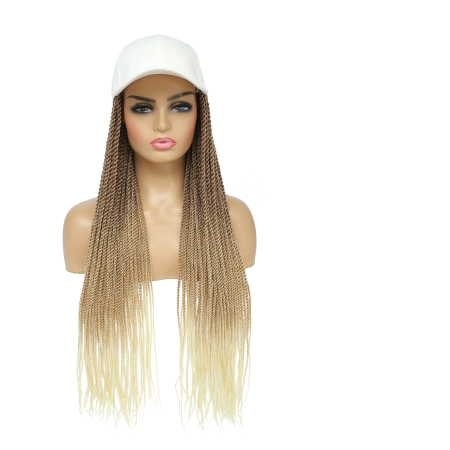 Braided Hat Wigs Baseball Cap with Twist Braid Hair extensions Hat With Senegalese Twist Hair attached for Black White woman