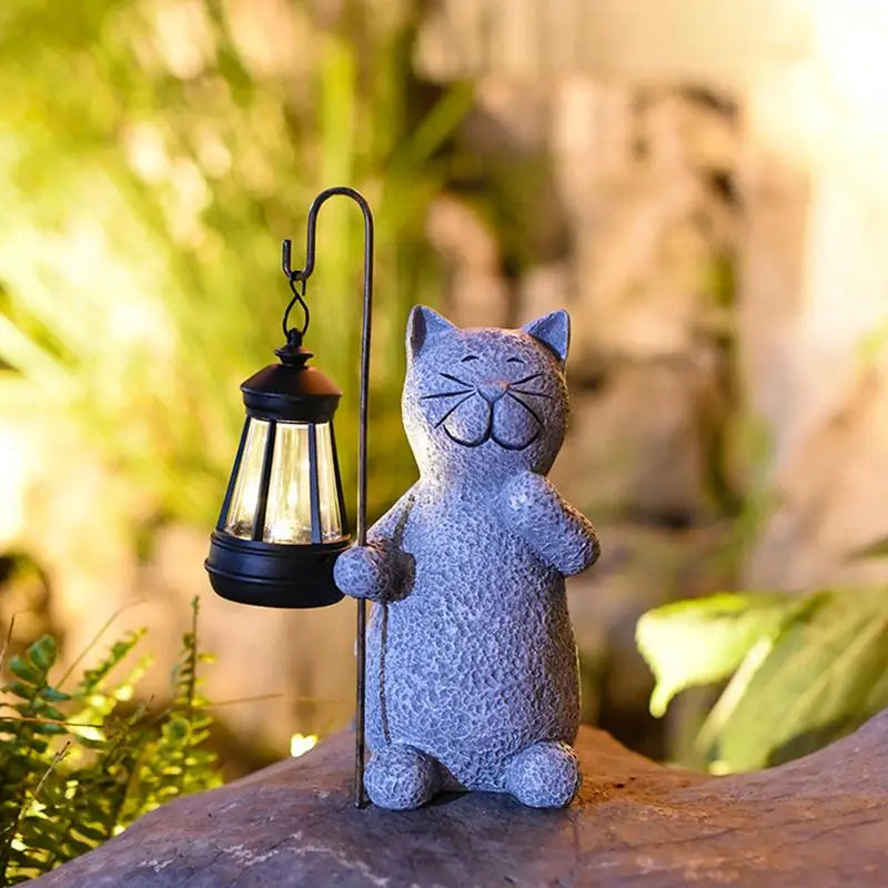 Solar Lights Resin Cat Waterproof Lantern