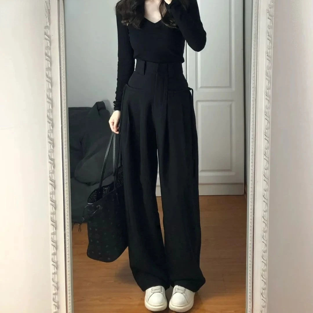 High Waist Wide Leg Pants Spring and Autumn Office Basic