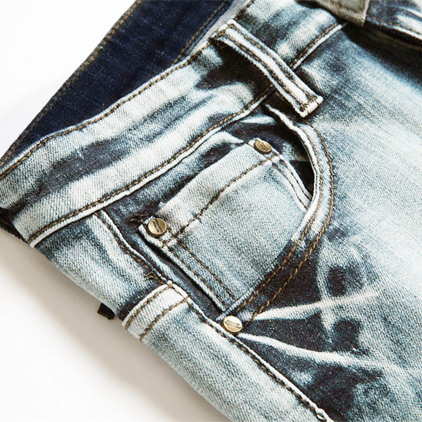Men's Jeans Vintage Distressed Camouflage  Ripped PatchworkJeans Luxury Designer Slim Skinny Jeans Casual Denim Pants For Men