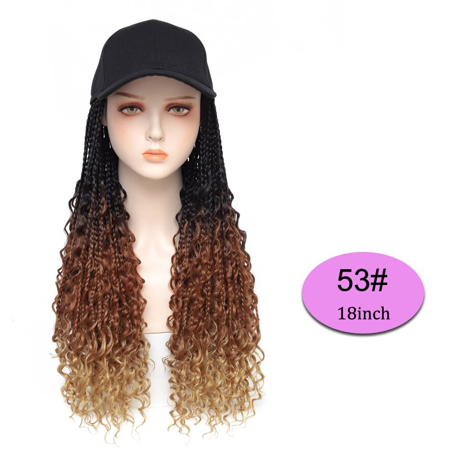 Braided Wig Baseball Cap With Boho Box Braids Hair Extensions Attached For Women Synthetic Curly Ends Box Crochet Hair Cap Wig