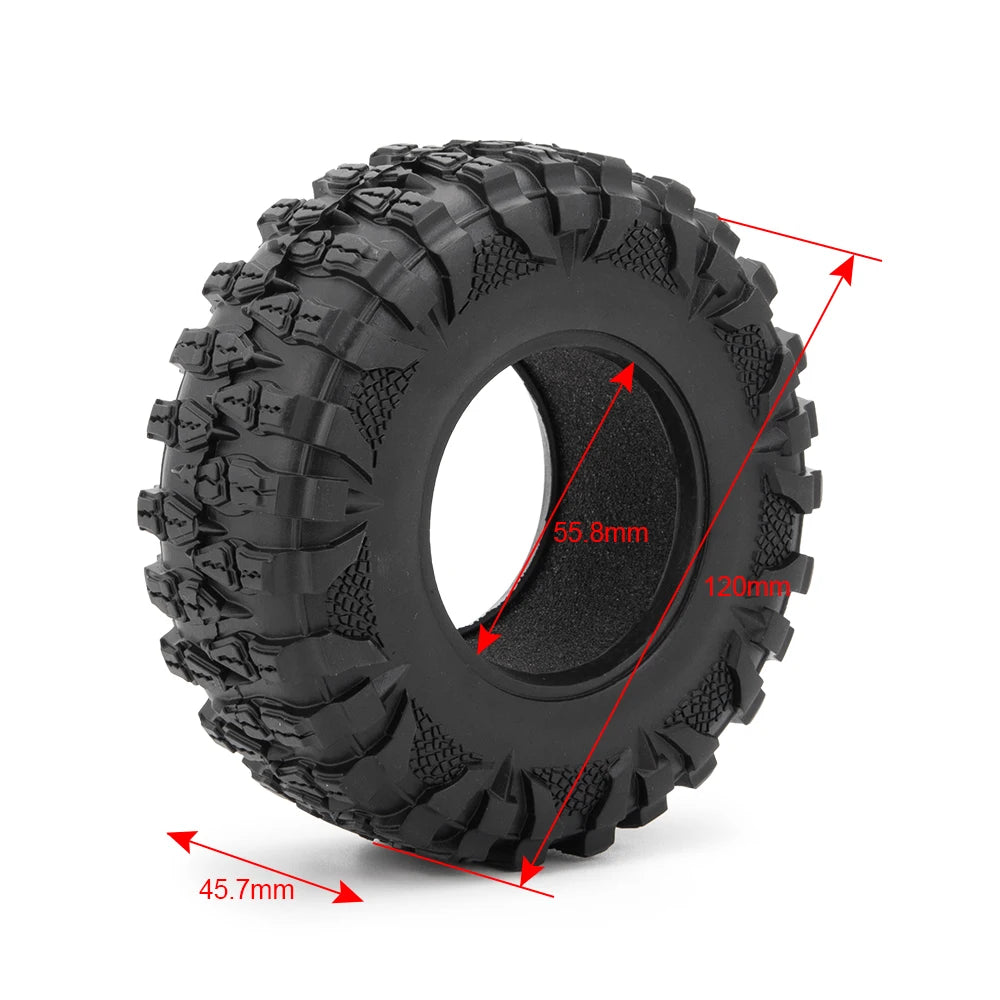 MIBIDAO 2.2" Rubber Tires & Beadlock Wheel Hub Rim For 1/10 Axial SCX10 90046 TRX4 D90 Wraith 90048 RC Crawler Car