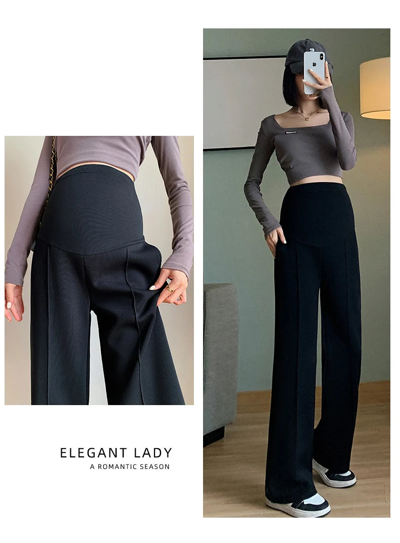 Maternity Long Straight Pants Wide Leg