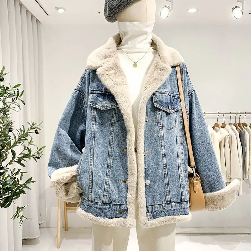 Jean Jacket Reversible Plus Velvet Thick Warm