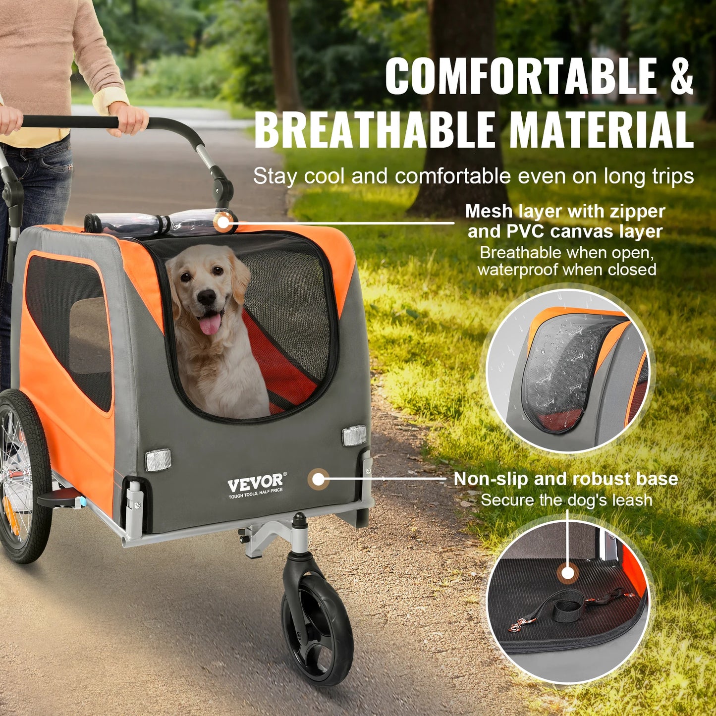 2-in-1 Pet Stroller Cart Bicycle Carrier Foldable