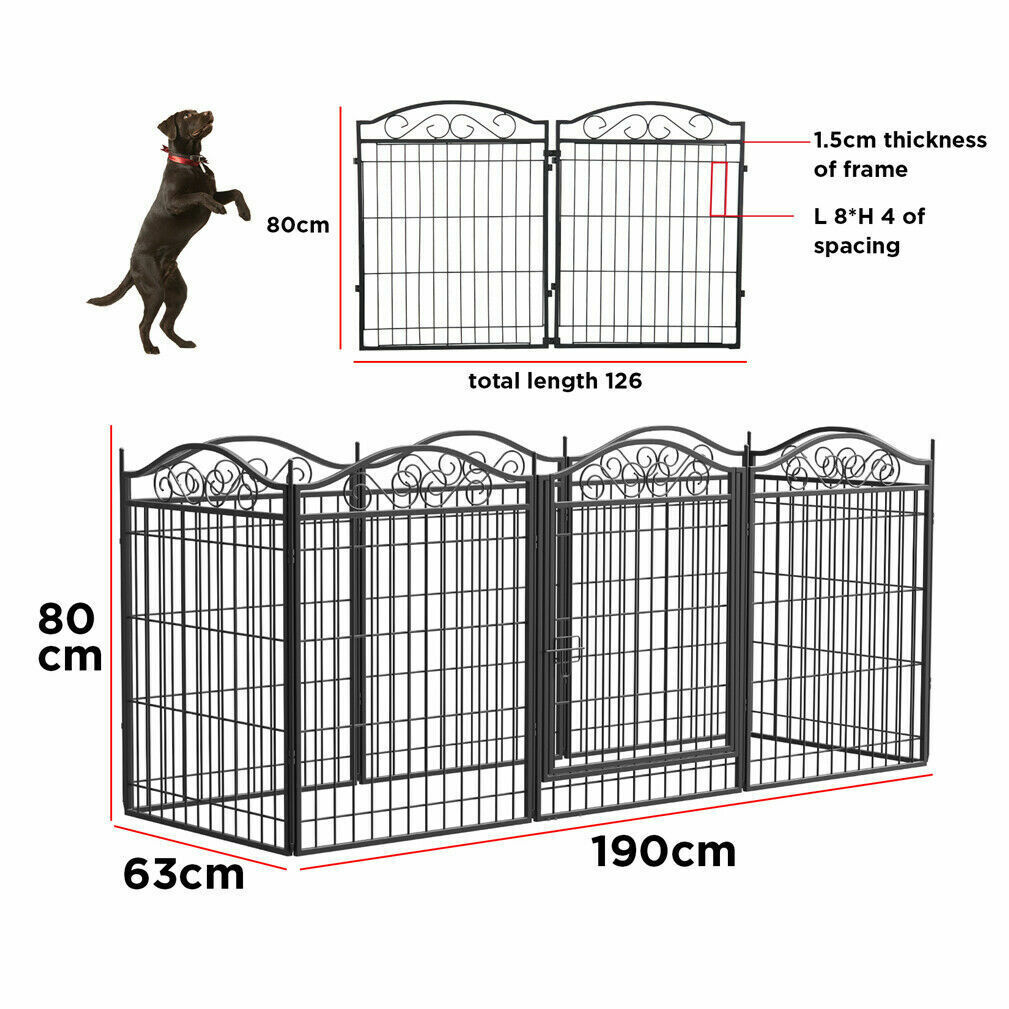 Dog Playpen 8 Panels Heavy Duty Metal Dog Fence Outdoor Extra Large Foldable Pet Crate Kennel with Door - DJVWellnessandPets