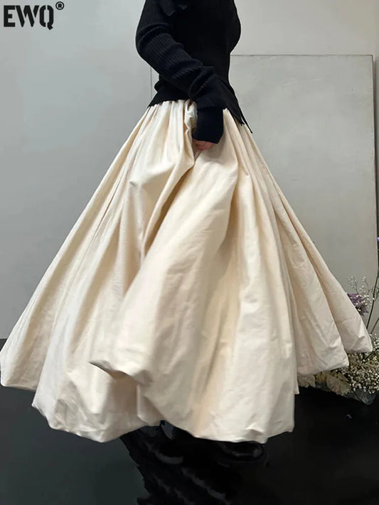 [EWQ] Vintage High Waist Slim Mid Umbrella Skirts