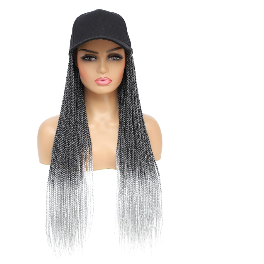 Braided Hat Wigs Baseball Cap with Twist Braid Hair extensions Hat With Senegalese Twist Hair attached for Black White woman