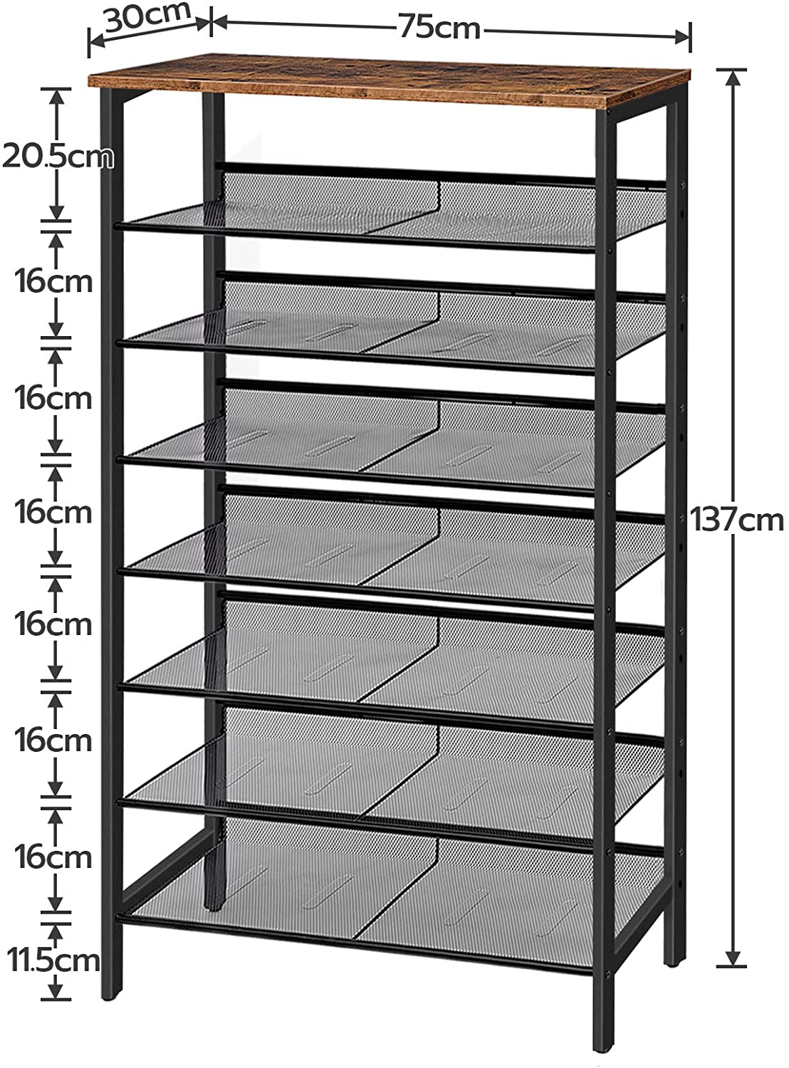 HOOBRO 8-Tier Shoe Rack Large Narrow High Shoe Cabinet With Flat And Tilting Mesh Shelves For 24-32 Pairs of Shoes For Hallway - DJVWellnessandPets