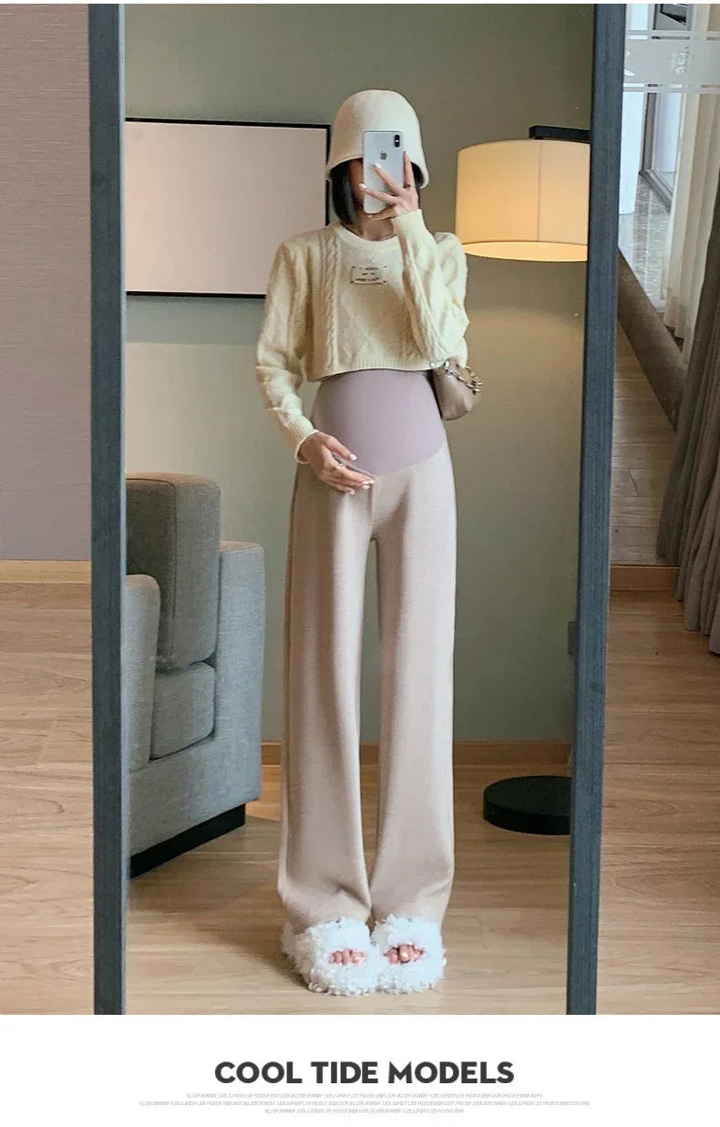 Maternity Long Straight Pants Wide Leg