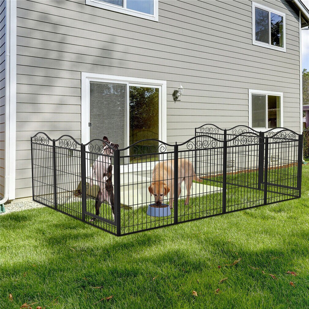 Dog Playpen 8 Panels Heavy Duty Metal Dog Fence Outdoor Extra Large Foldable Pet Crate Kennel with Door - DJVWellnessandPets