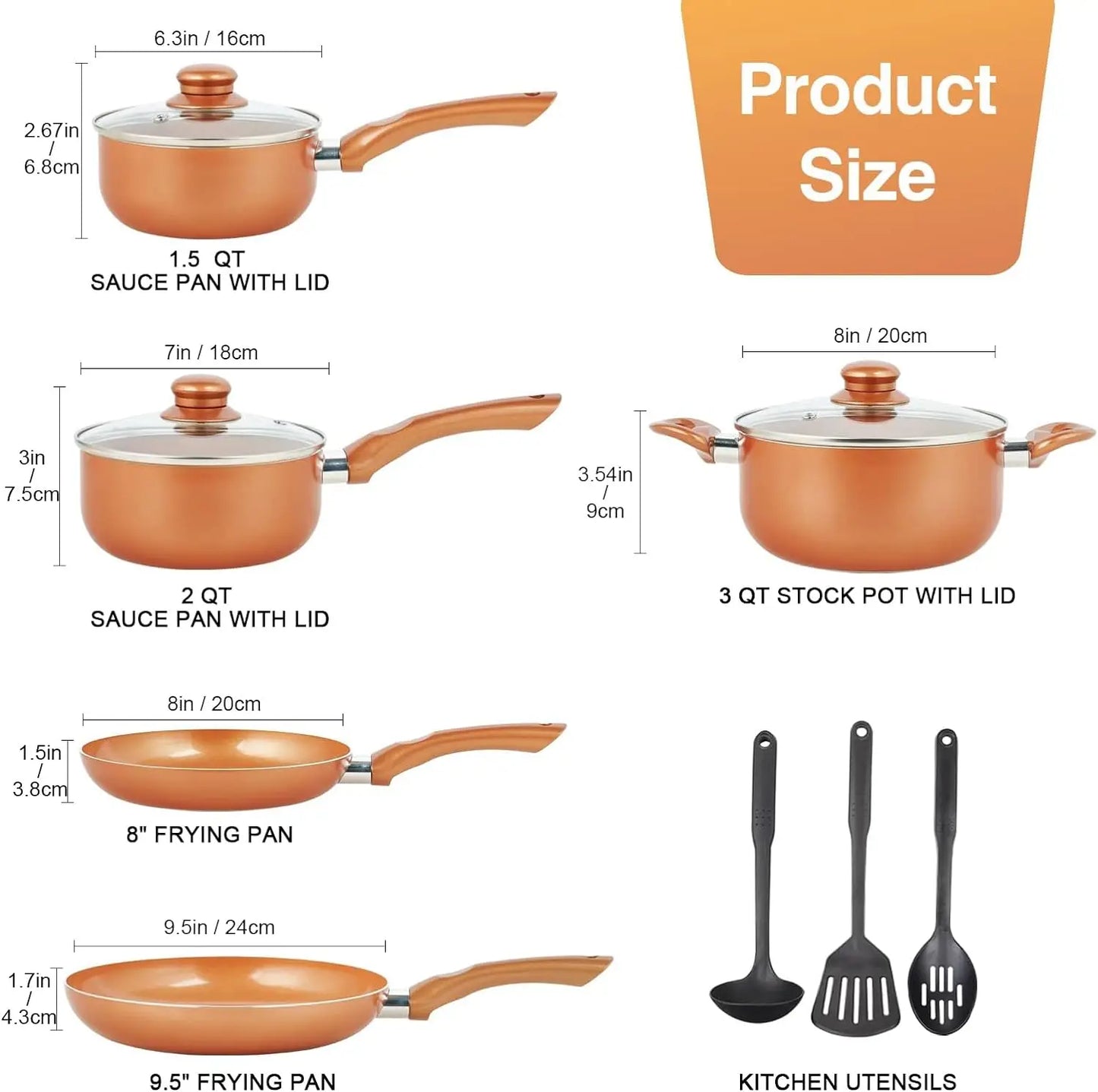 Pots and Pans Set Ultra Nonstick, Pre-Installed 11pcs