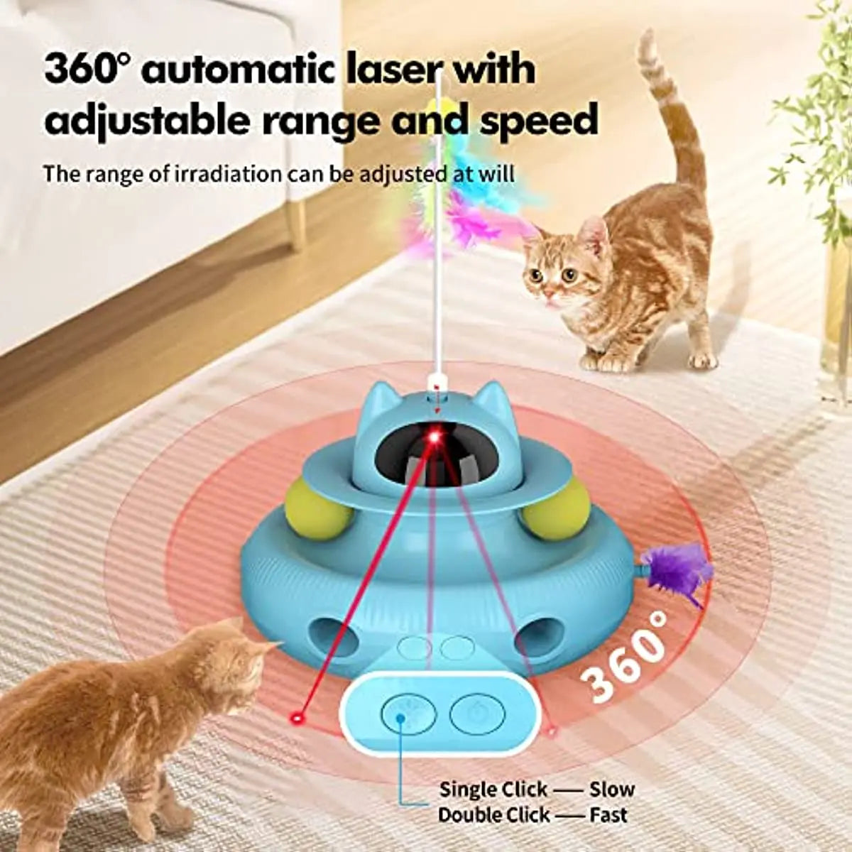 ATUBAN Cat Toys Interactive, Cat Light Toy and Cat Feather Toys 4 in 1, Recharge Cat Exercise Toys for Indoor Cats Automatic