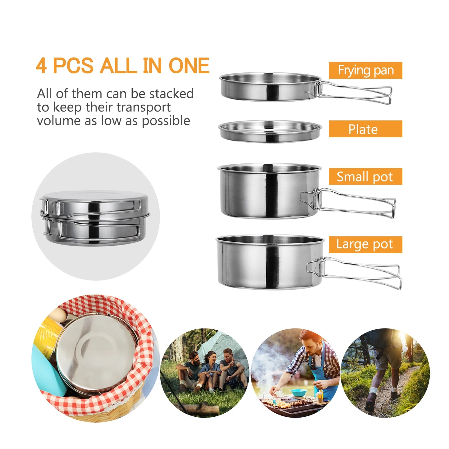 LIXADA Outdoor Stainless-Steel Camping Cookware Set