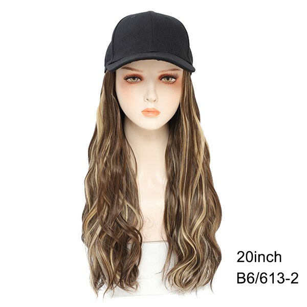 TOMO Baseball Cap with Hair Extensions for Women Adjustable Hat with Synthetic Wig Attached 16inch Natural Wavy Hair