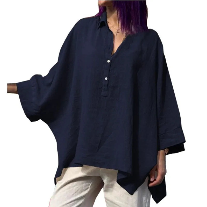 New Loose Cotton Linen Shirts Plus Size