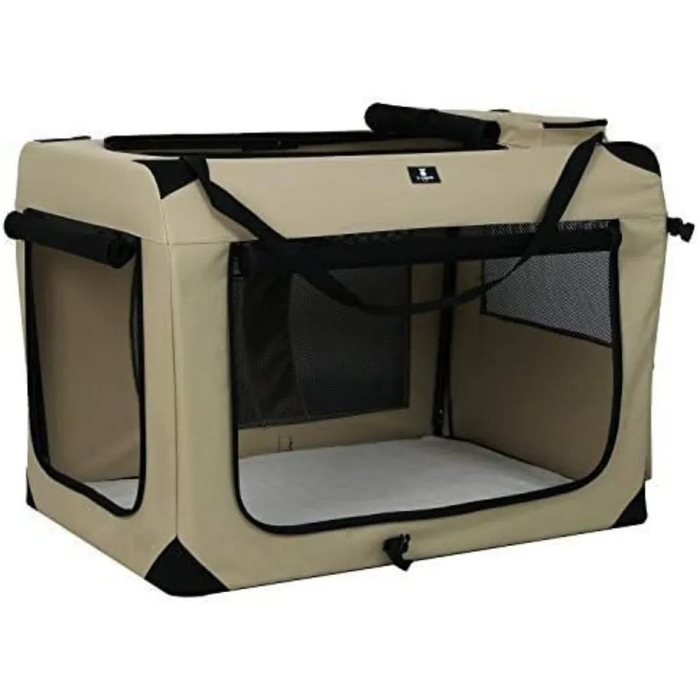 3-Door Folding Soft Dog Crate, Indoor & Outdoor Pet Home