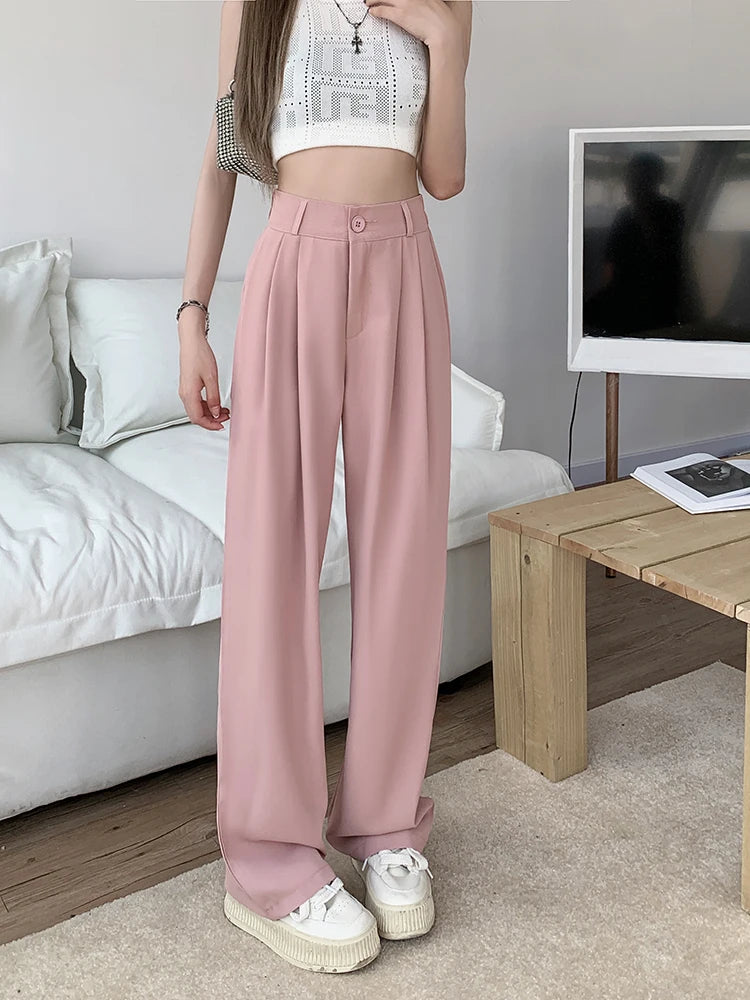 Suit Pants Elastic Waist Slimming Casual