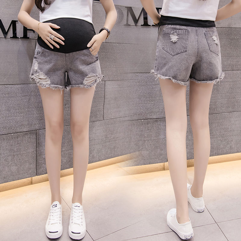 New pregnant women summer clothes ripped jeans shorts summer pregnant women loose shorts 2022 mommy maternity pants