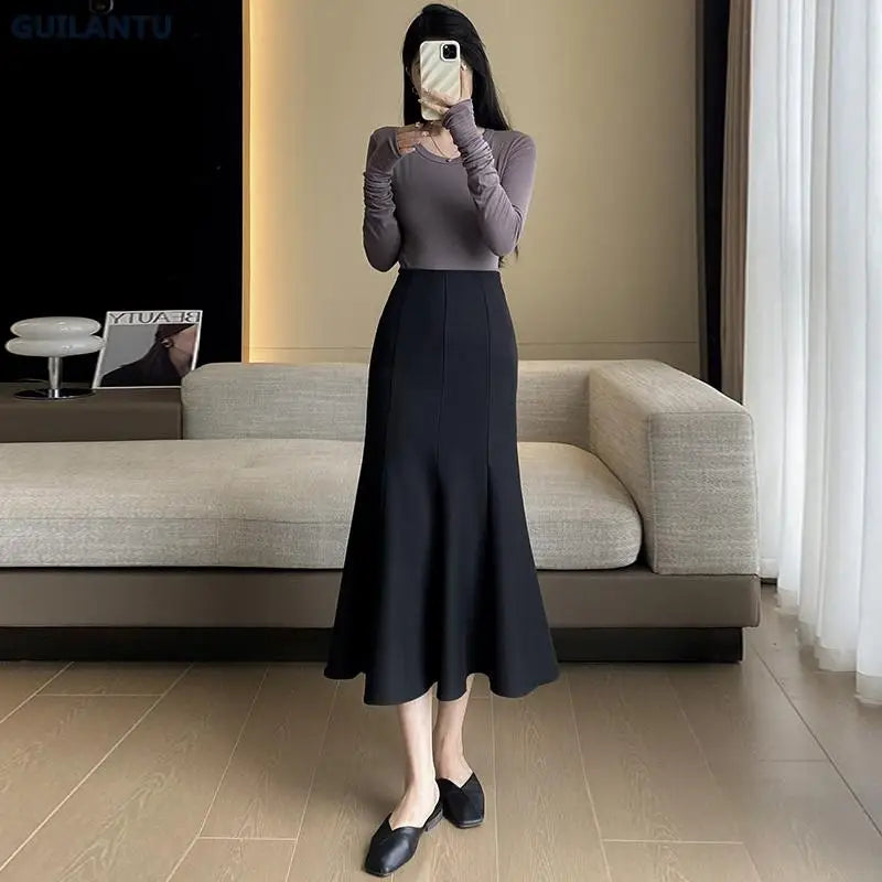 Elegant Women Long Trumpet / Mermaid Skirt