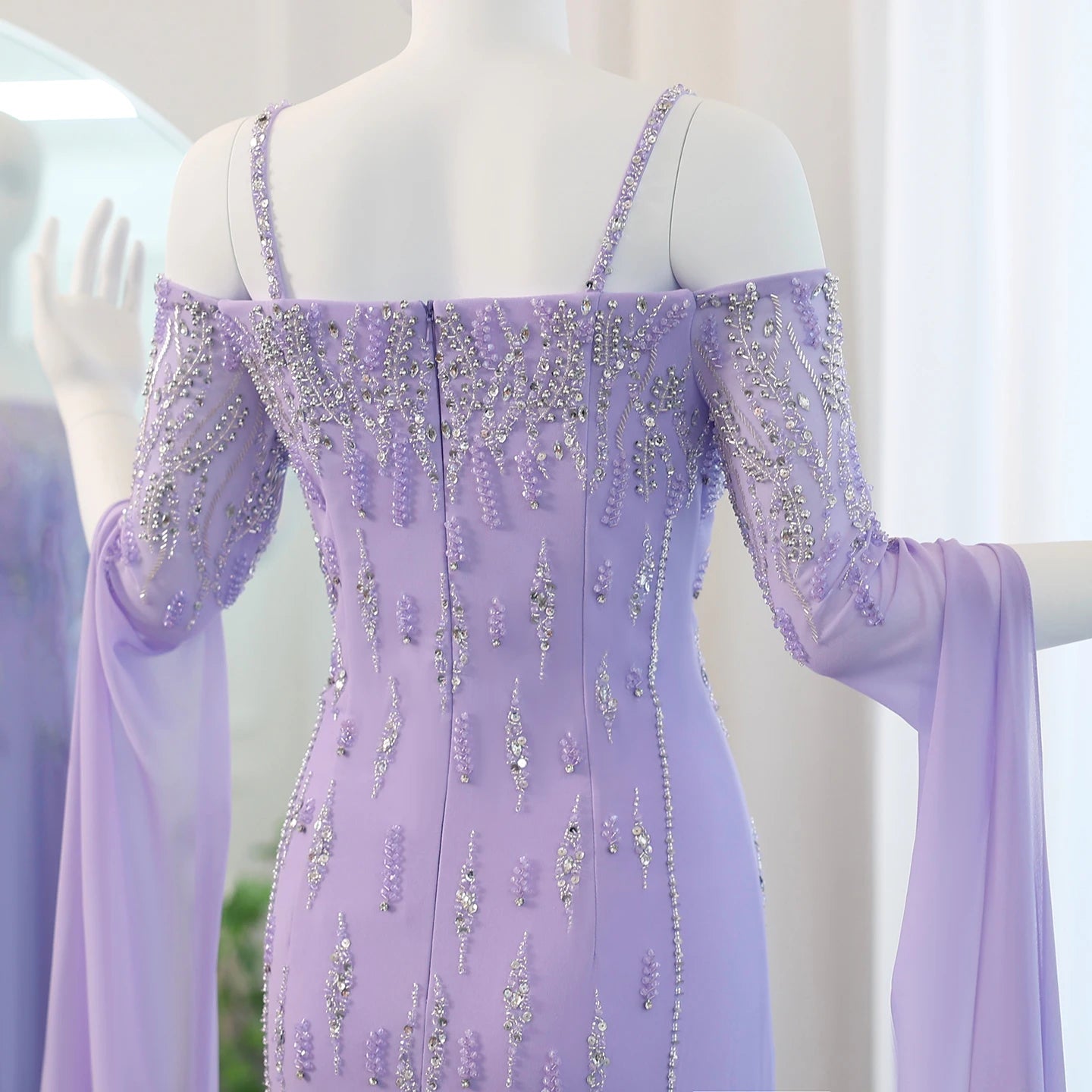 Sharon Said Arabic Lilac Mermaid Evening Dress with Cape