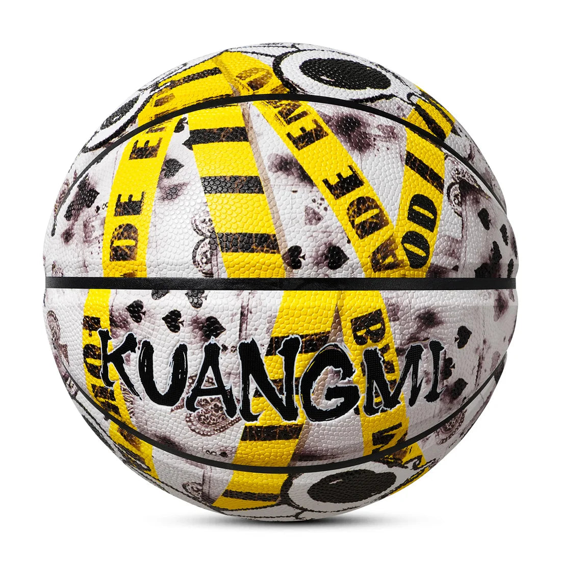 Kuangmi Bear Professional Basketball Size 7 High Quality Moisture Absorbing Soft PU Leather Match Training Graffiti Balll Gift