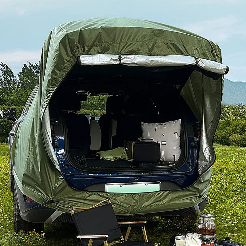 1set Camping Tent Kits SUV Cabana Tent With Awning Shade Large Space Wide Vision Car Tailgate Tear-resistant Tent Rear Atta