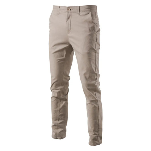 AIOPESON Casual Cotton Men's Trousers Solid Color Slim Fit