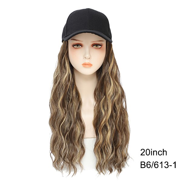 TOMO Baseball Cap with Hair Extensions for Women Adjustable Hat with Synthetic Wig Attached 16inch Natural Wavy Hair