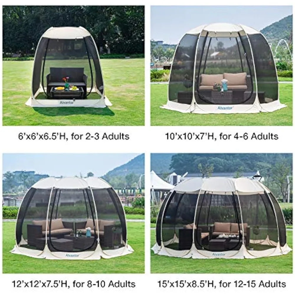 Alvantor Screen House Room Camping Tent Outdoor Canopy Up Sun Shade Hexagon Shelter Mesh Walls Not Waterproof,10'x10'