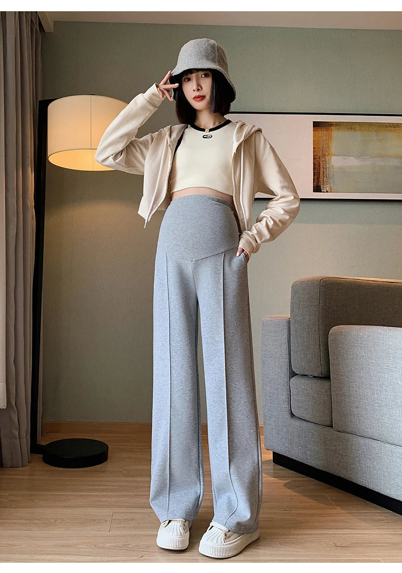 Maternity Long Straight Pants Wide Leg