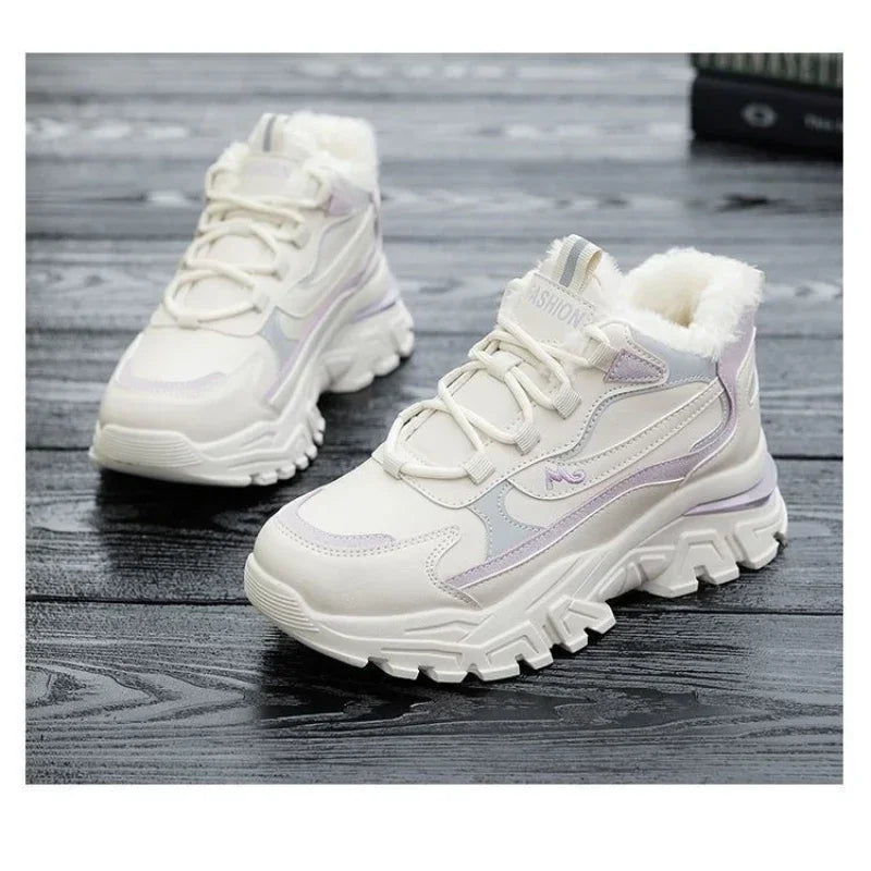 Winter Women’s Shoes New Platform Cotton Ladies Lace Up Casual Sneakers Ankle Boots Running for Woman Warm Snow Botas de mujer