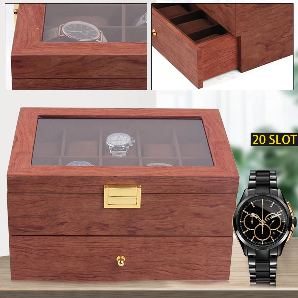 20  Wooden Watches Display Box